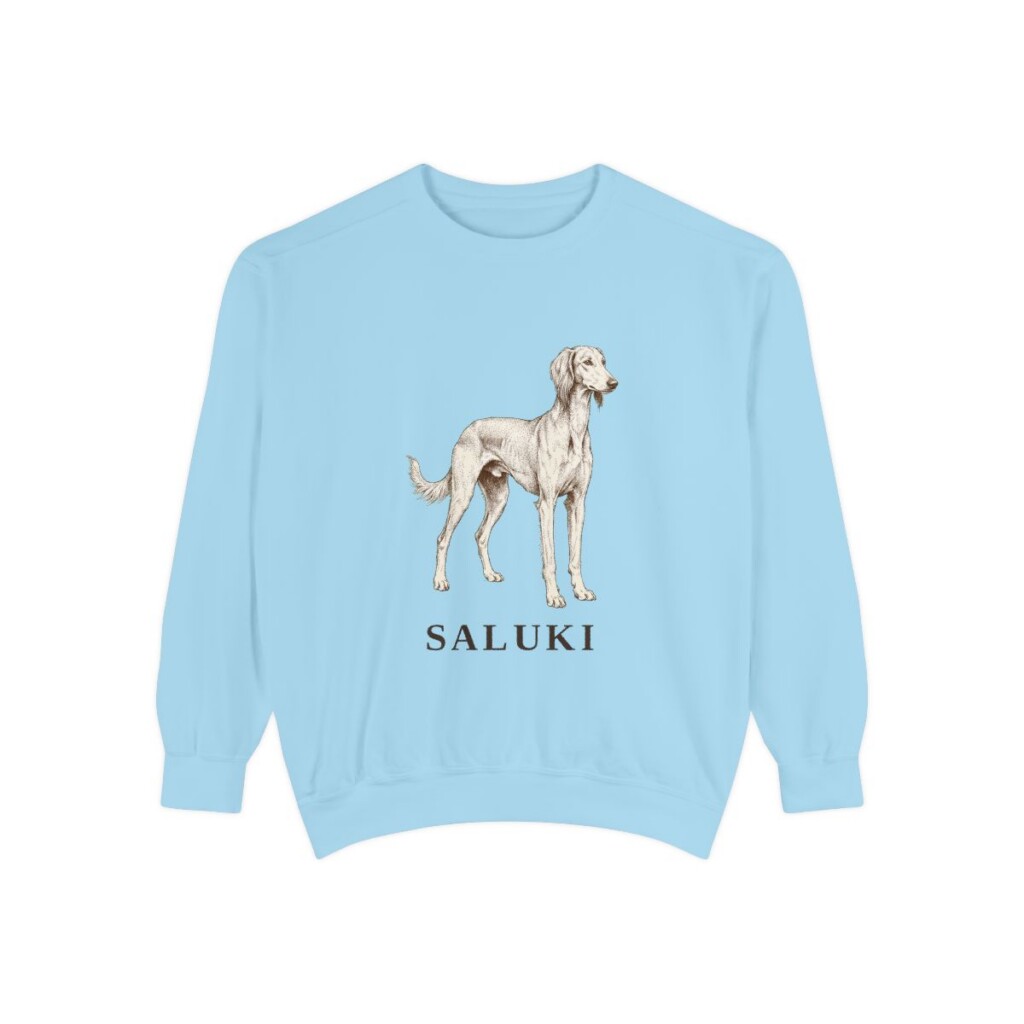 saluki-sweatshirt-chambray Saluki Sweatshirt, Chambray, front view