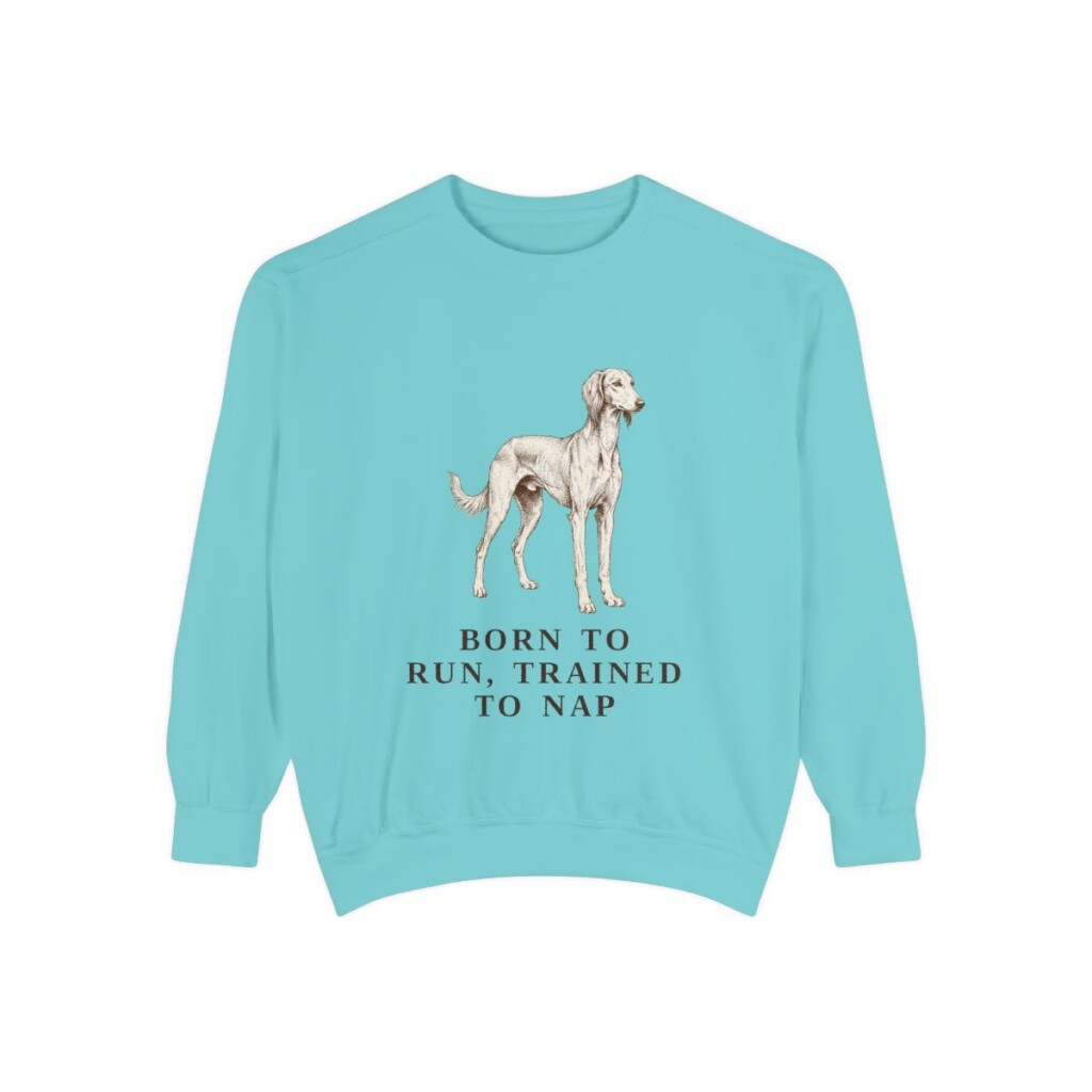 saluki-sweatshirt-humor-chalky-mint Saluki Humor Sweatshirt, Chalky Mint, front view