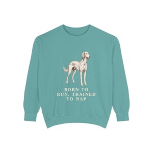 saluki-sweatshirt-humor-seafoam Saluki Humor Sweatshirt, Seafoam, front view