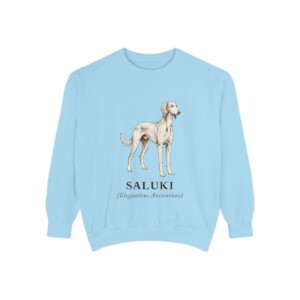 saluki-sweatshirt-latin-chambray Saluki Latin Sweatshirt, Chambray, front view
