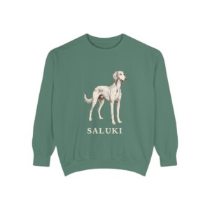 saluki-sweatshirt-light-green Saluki Sweatshirt, Light Green, front view