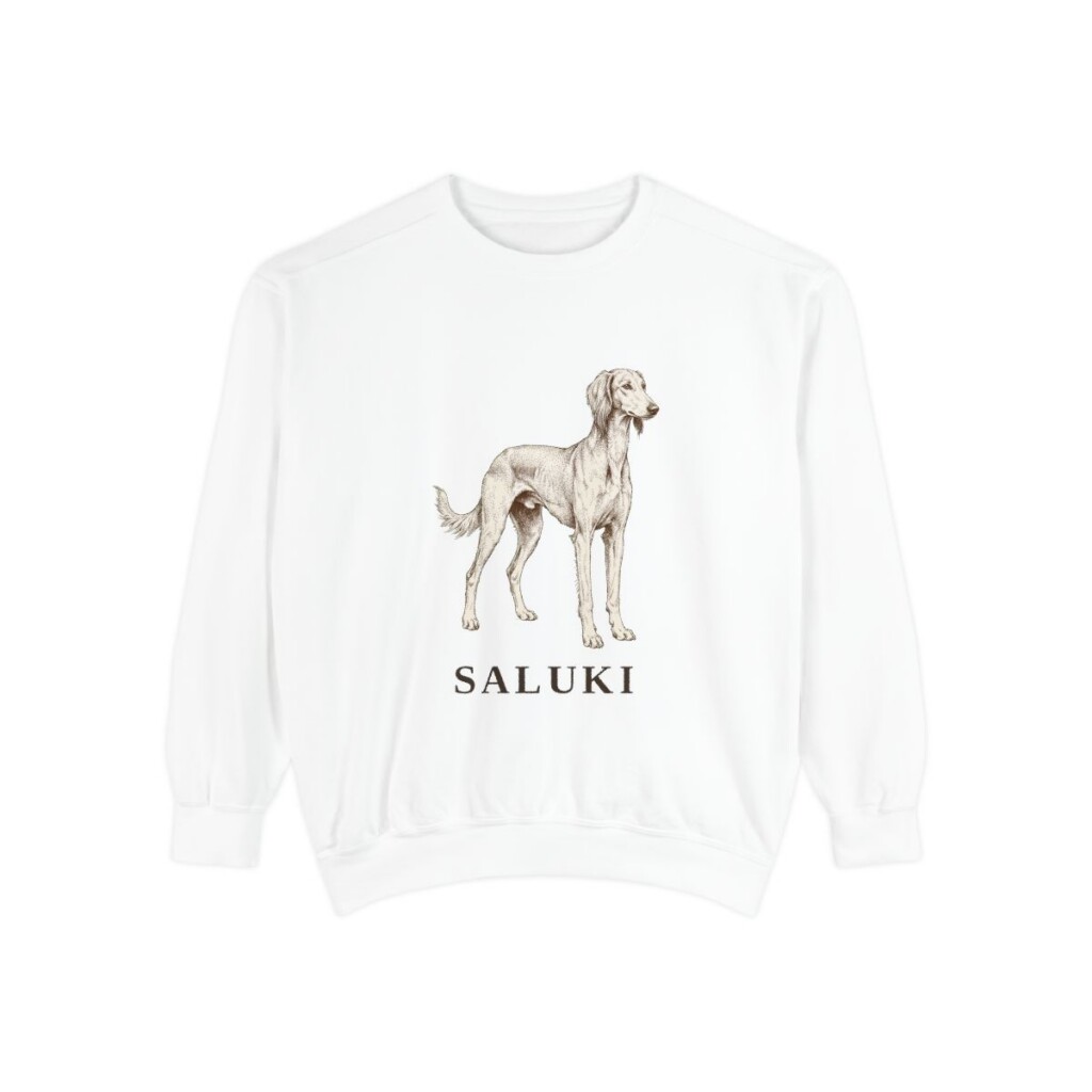 saluki-sweatshirt-white Saluki Sweatshirt, White, front view