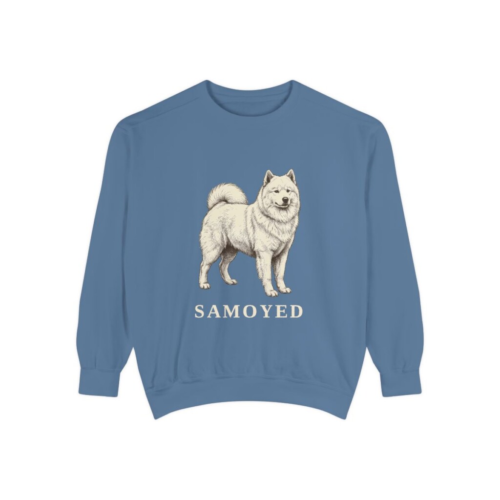 Samoyed Sweatshirt, Blue Jean, front view