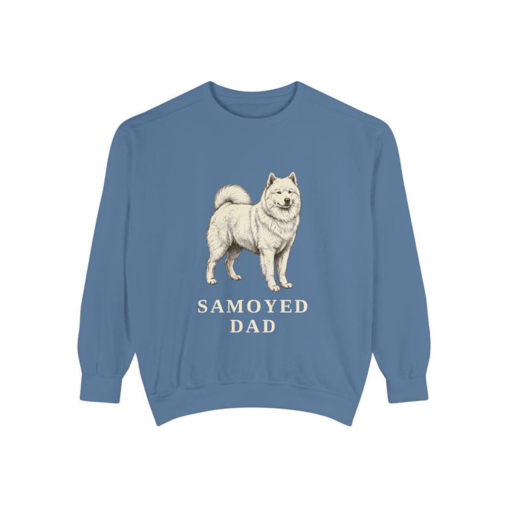 Samoyed Dad Sweatshirt, Blue Jean, front view