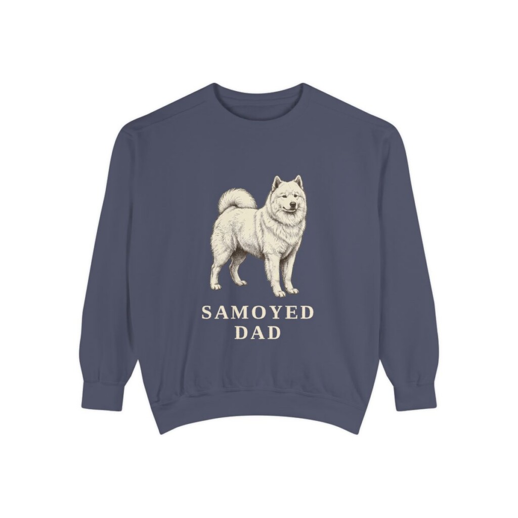 Samoyed Dad Sweatshirt, Denim, front view