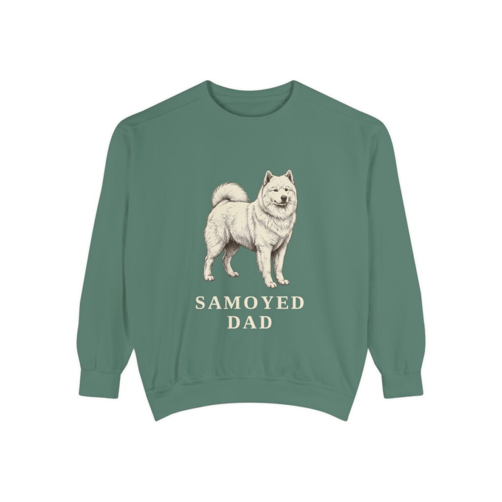 Samoyed Dad Sweatshirt, Light Green, front view