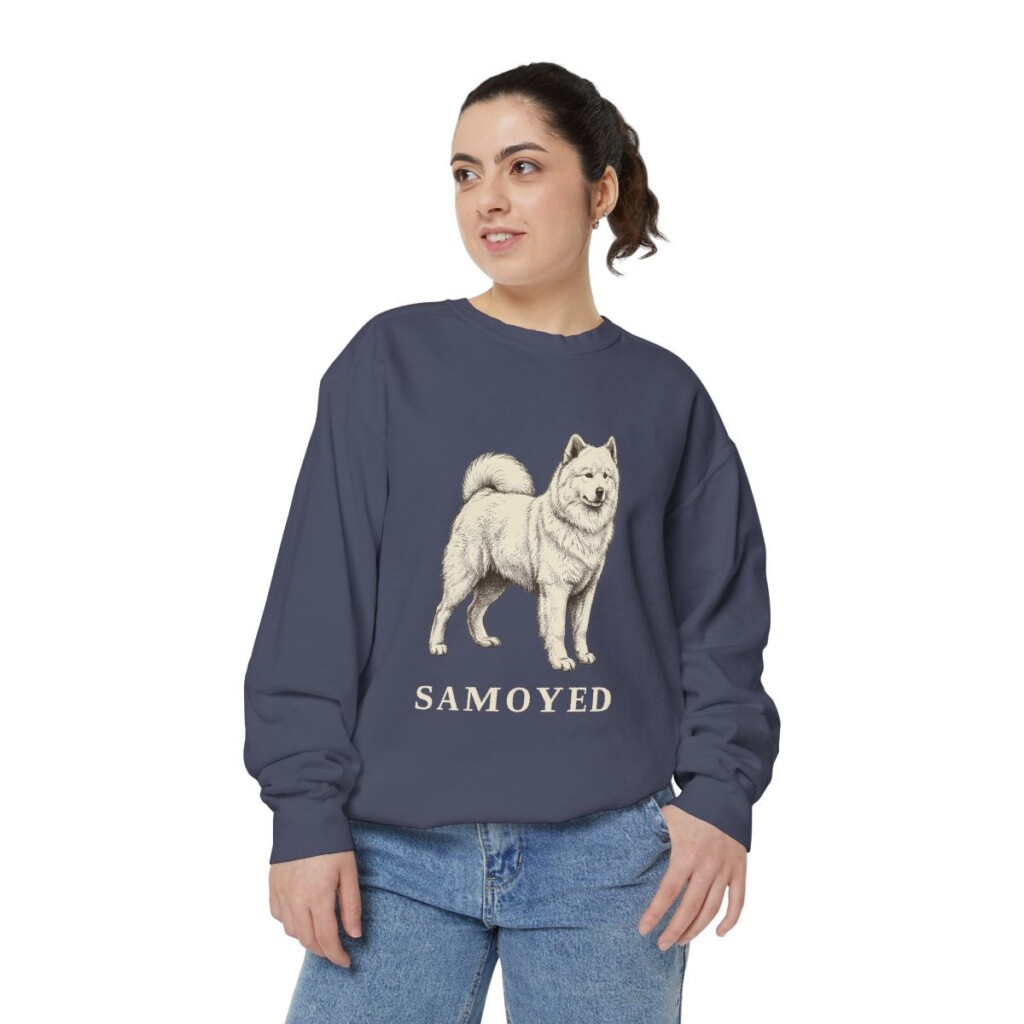 Samoyed Sweatshirt, Denim, person 2 front