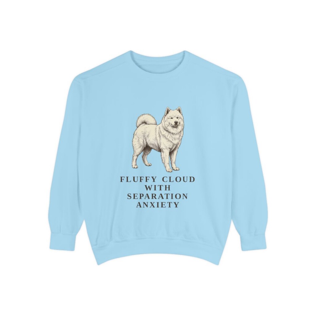 Samoyed Humor Sweatshirt, Chambray, front view
