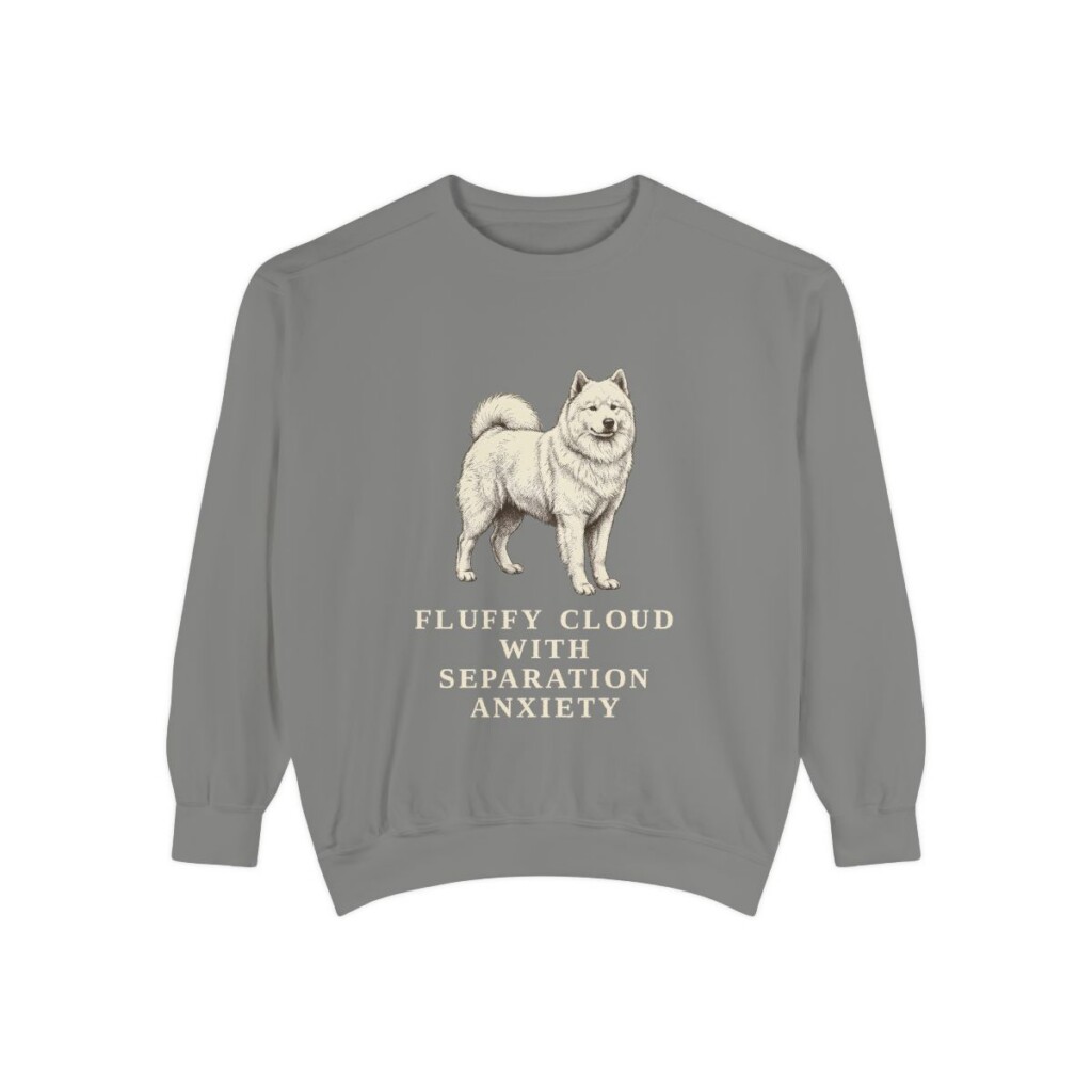 Samoyed Humor Sweatshirt, Grey, front view