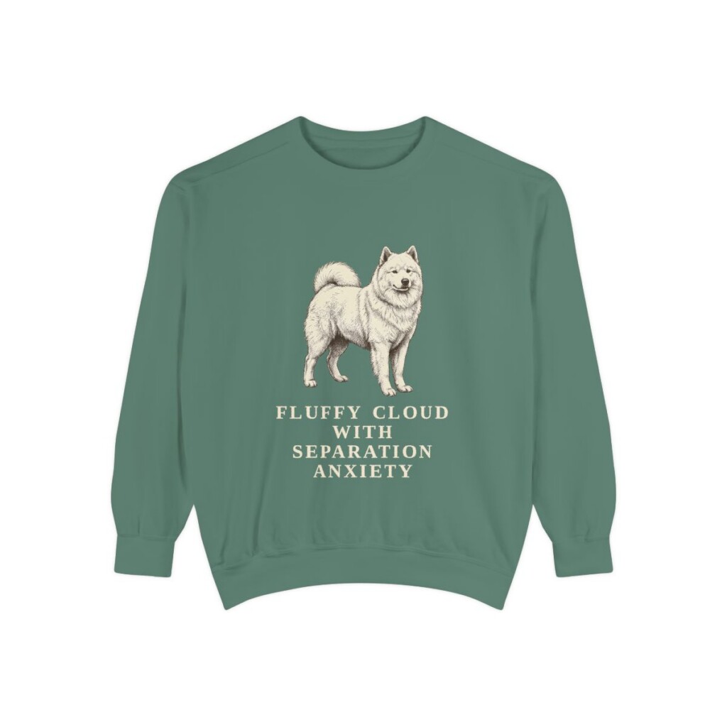 Samoyed Humor Sweatshirt, Light Green, front view