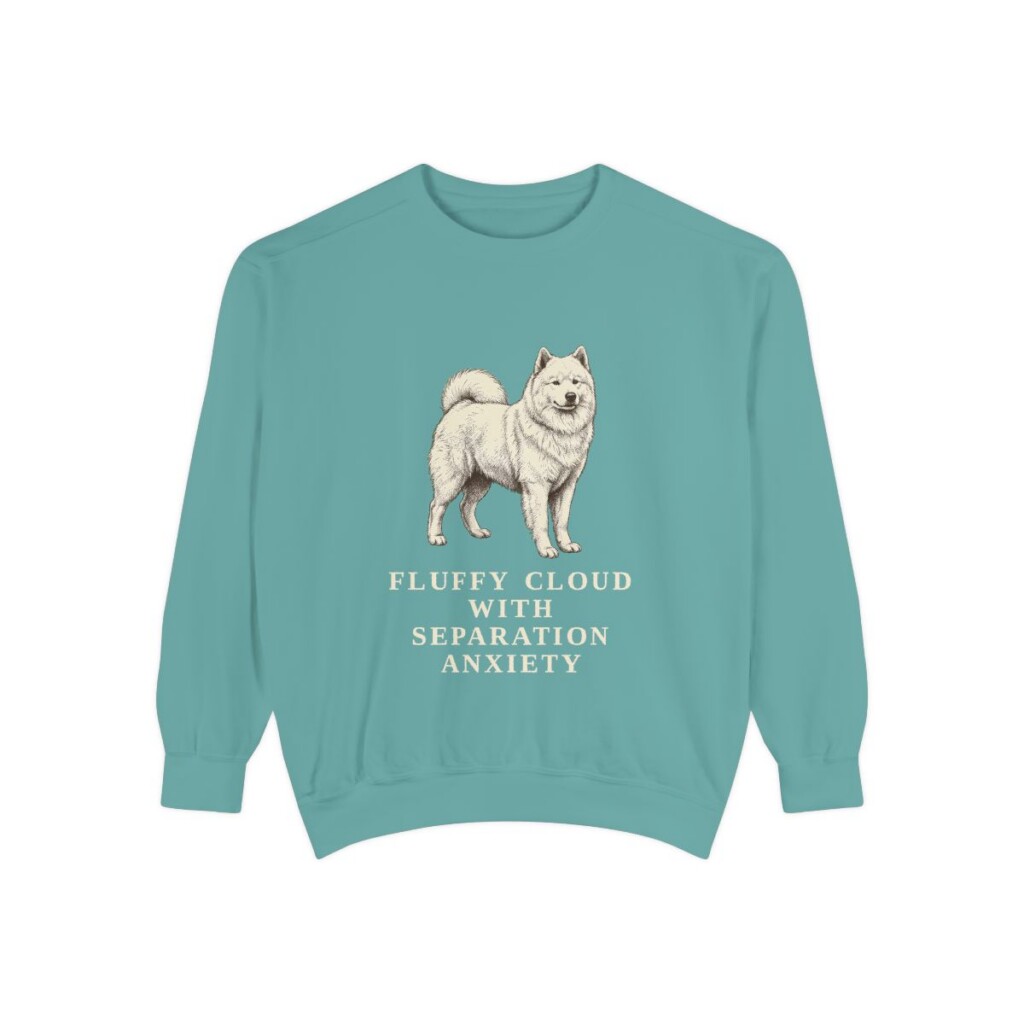 Samoyed Humor Sweatshirt, Seafoam, front view