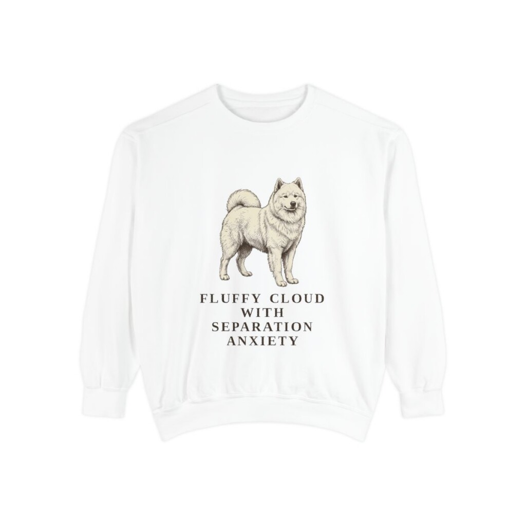 Samoyed Humor Sweatshirt, White, front view