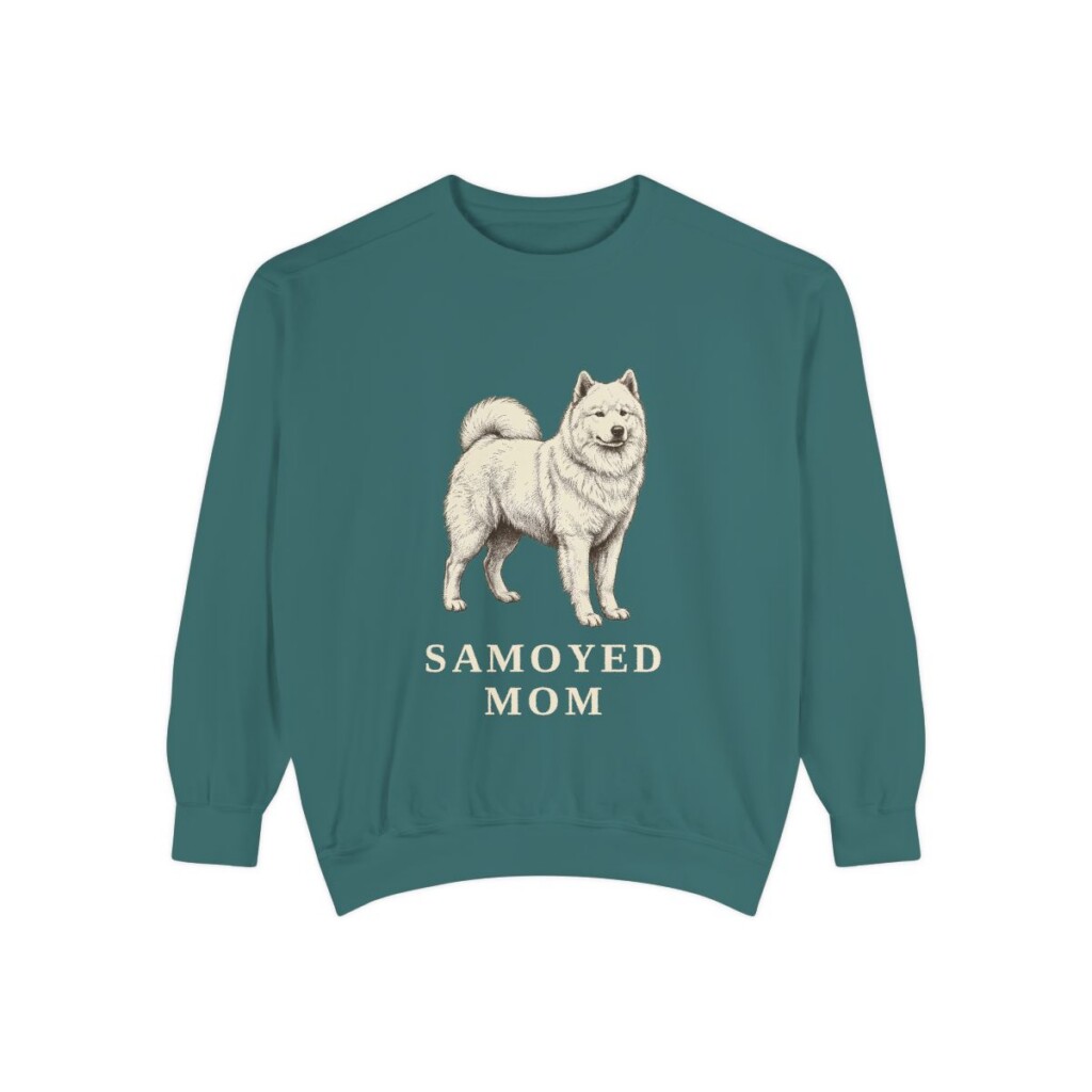 Samoyed Mom Sweatshirt, Blue Spruce, front view