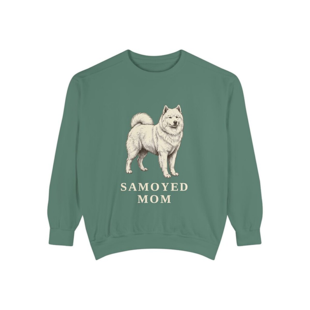 Samoyed Mom Sweatshirt, Light Green, front view