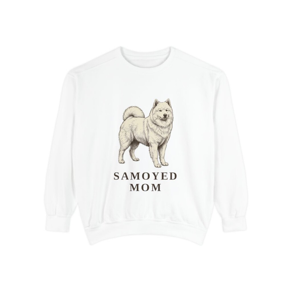 Samoyed Mom Sweatshirt, White, front view