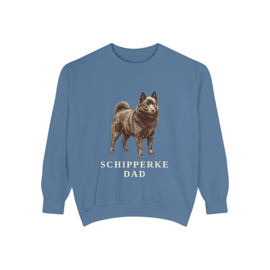 Schipperke Dad Sweatshirt, Blue Jean, front view