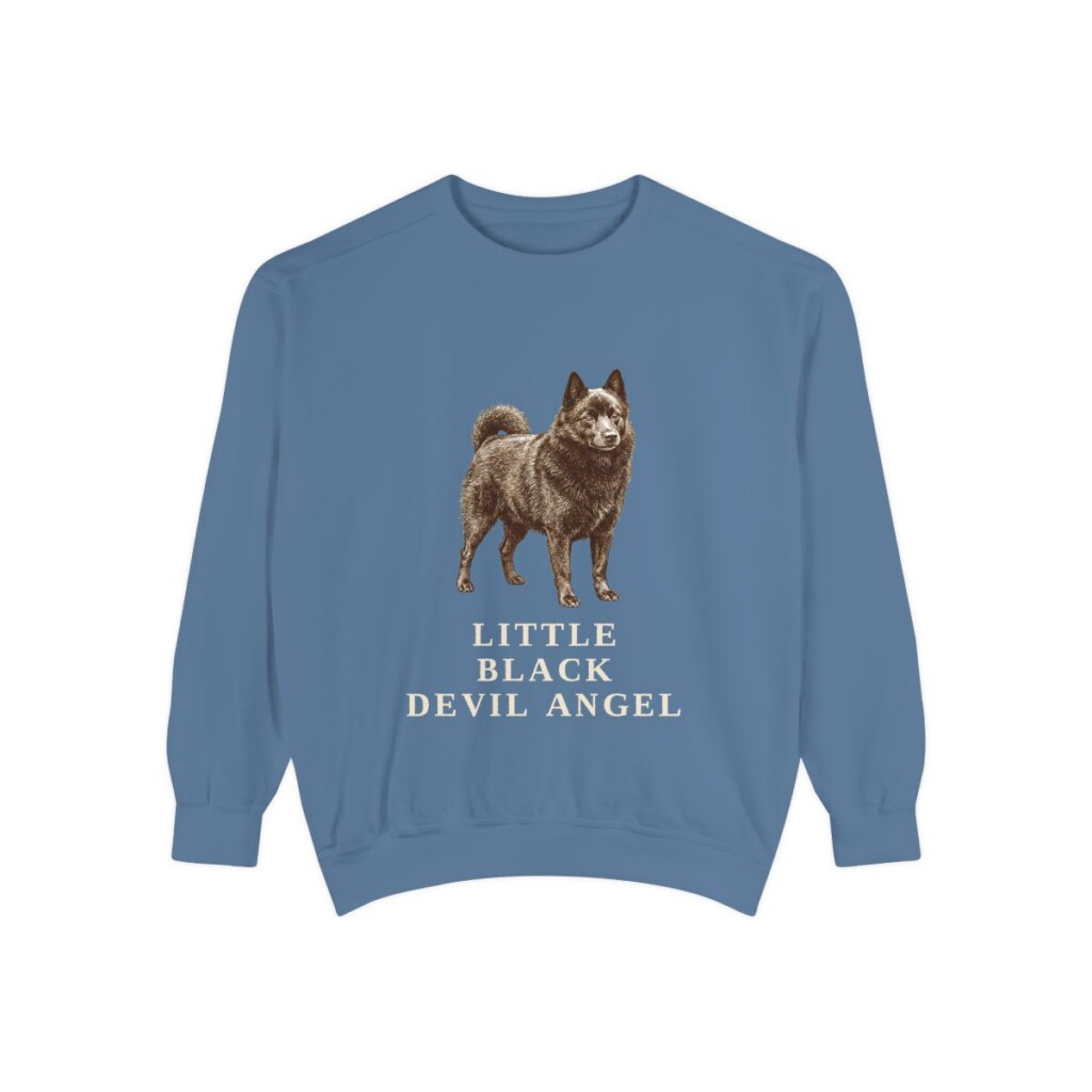 Schipperke Humor Sweatshirt, Blue Jean, front view
