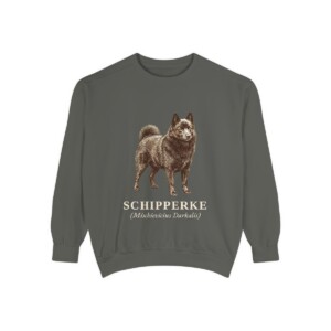 Schipperke Latin Sweatshirt, Pepper, front view