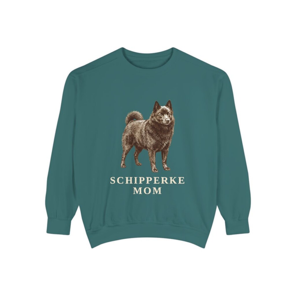 Schipperke Mom Sweatshirt, Blue Spruce, front view