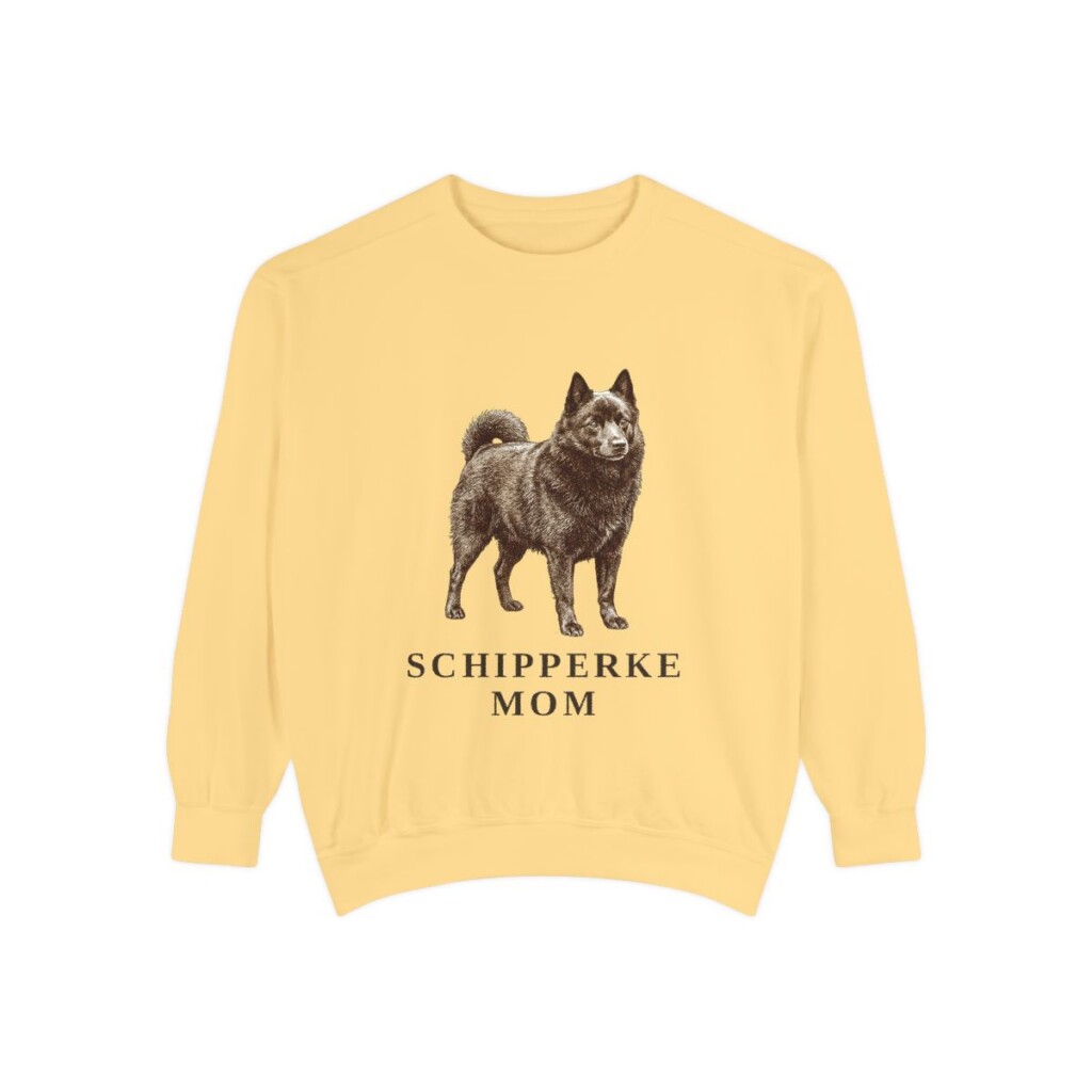 Schipperke Mom Sweatshirt, Butter, front view