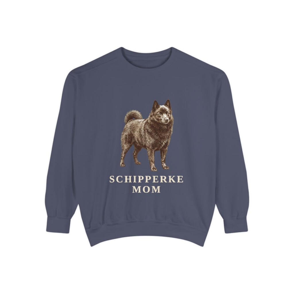 Schipperke Mom Sweatshirt, Denim, front view