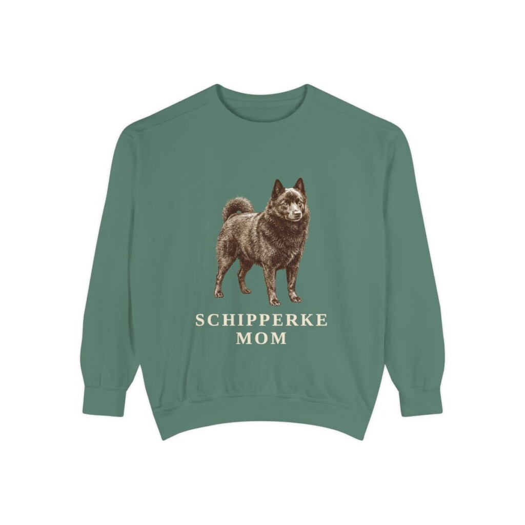 Schipperke Mom Sweatshirt, Light Green, front view