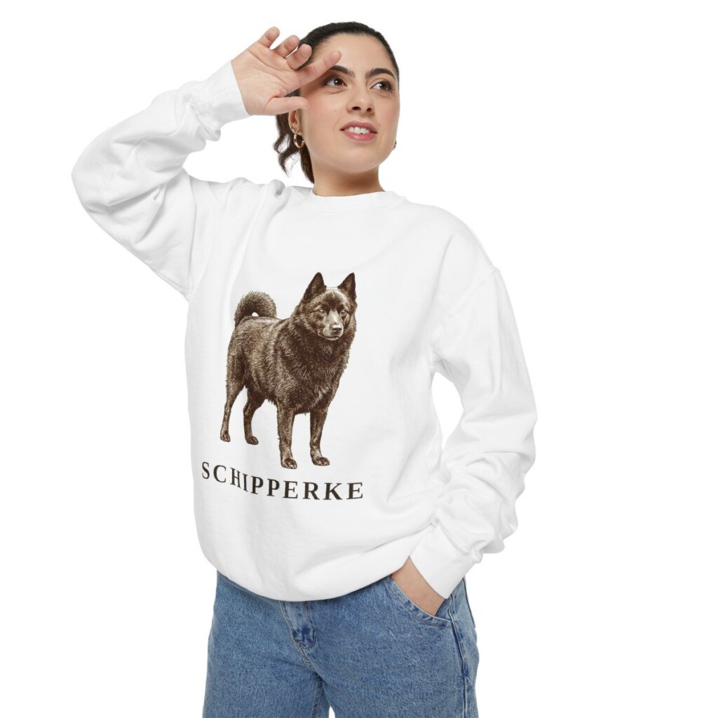 Schipperke Sweatshirt, White, person 2 context