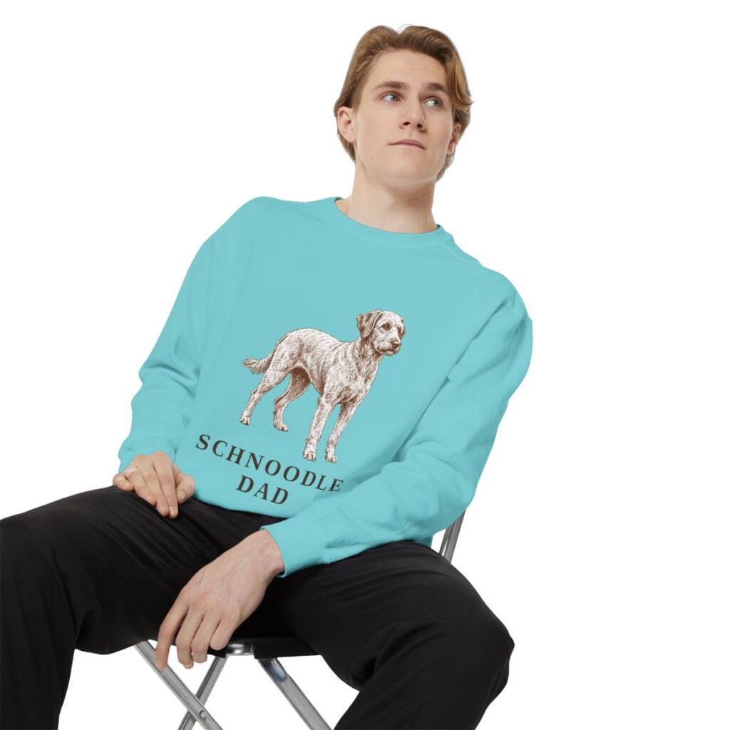 Schnoodle Dad Sweatshirt, Chalky Mint, person 1 context