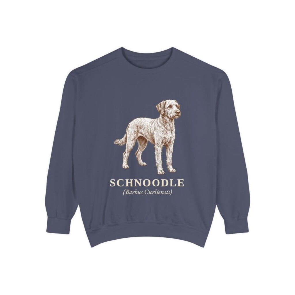 Schnoodle Latin Sweatshirt, Denim, front view