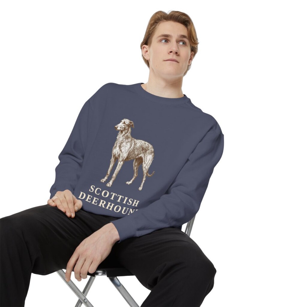 Scottish Deerhound Sweatshirt, Denim, person 1 context
