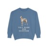 Scottish Deerhound Humor Sweatshirt, Blue Jean, front view