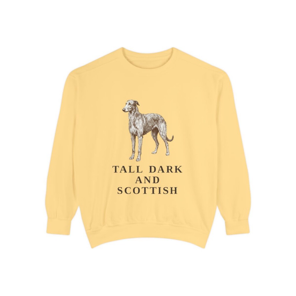 Scottish Deerhound Humor Sweatshirt, Butter, front view