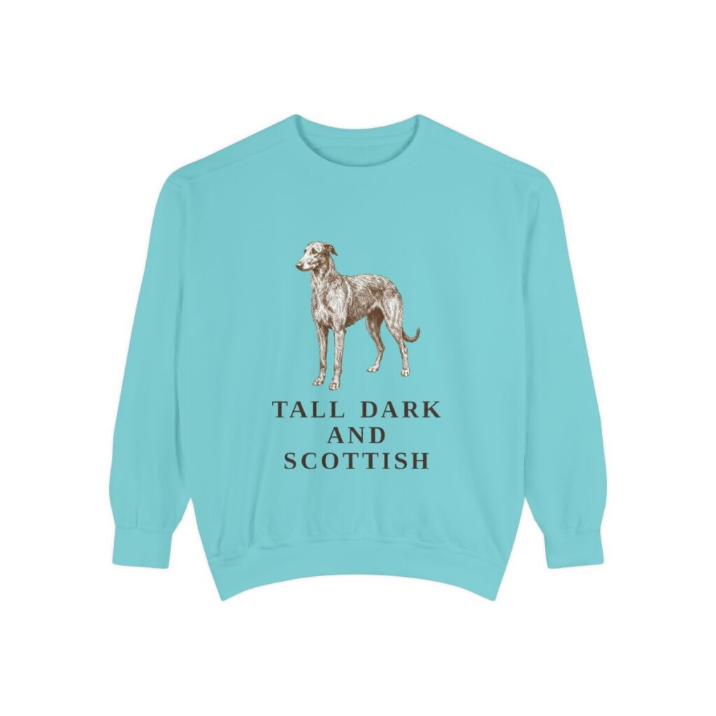 Scottish Deerhound Humor Sweatshirt, Chalky Mint, front view