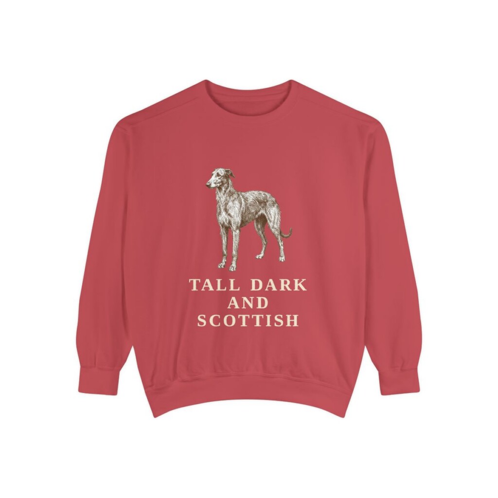 Scottish Deerhound Humor Sweatshirt, Crimson, front view