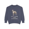 Scottish Deerhound Humor Sweatshirt, Denim, front view