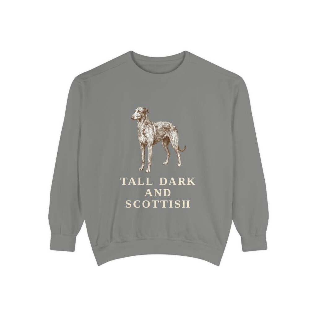 Scottish Deerhound Humor Sweatshirt, Grey, front view