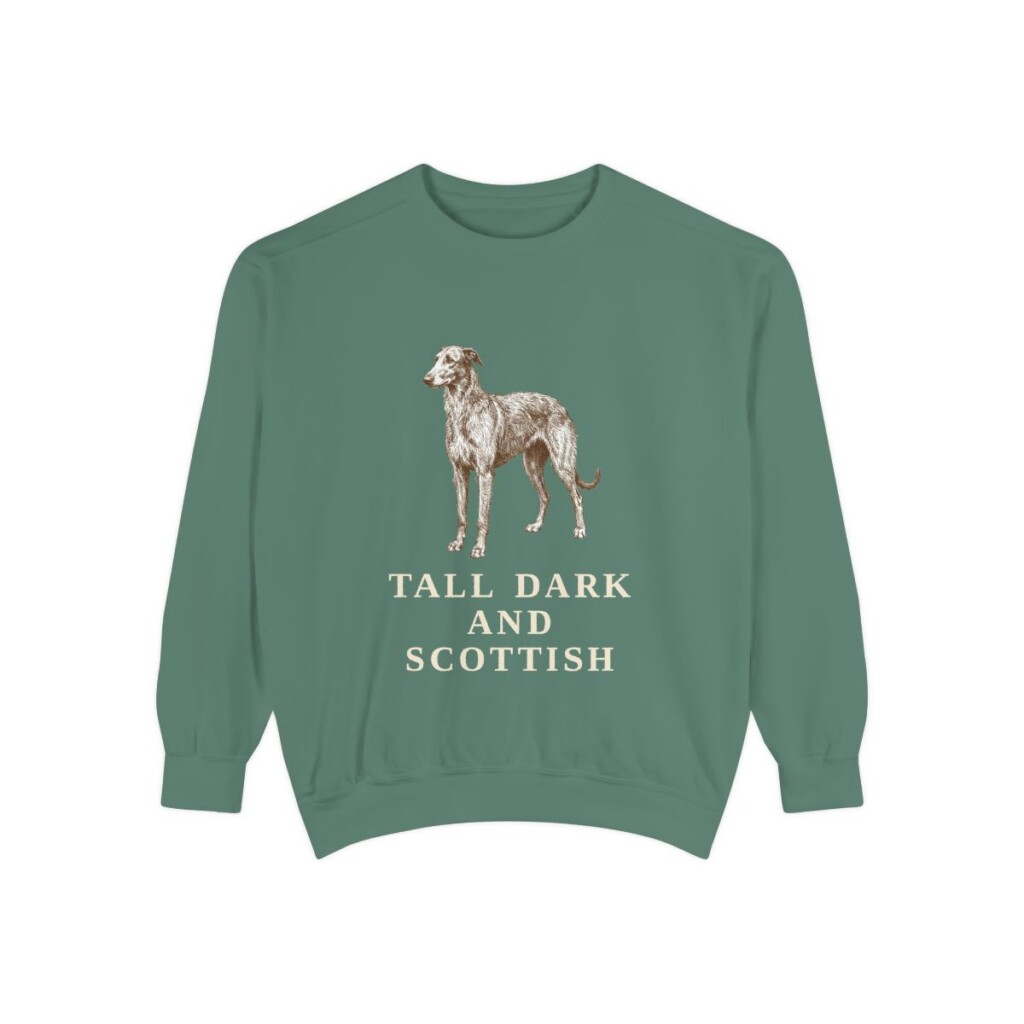 Scottish Deerhound Humor Sweatshirt, Light Green, front view