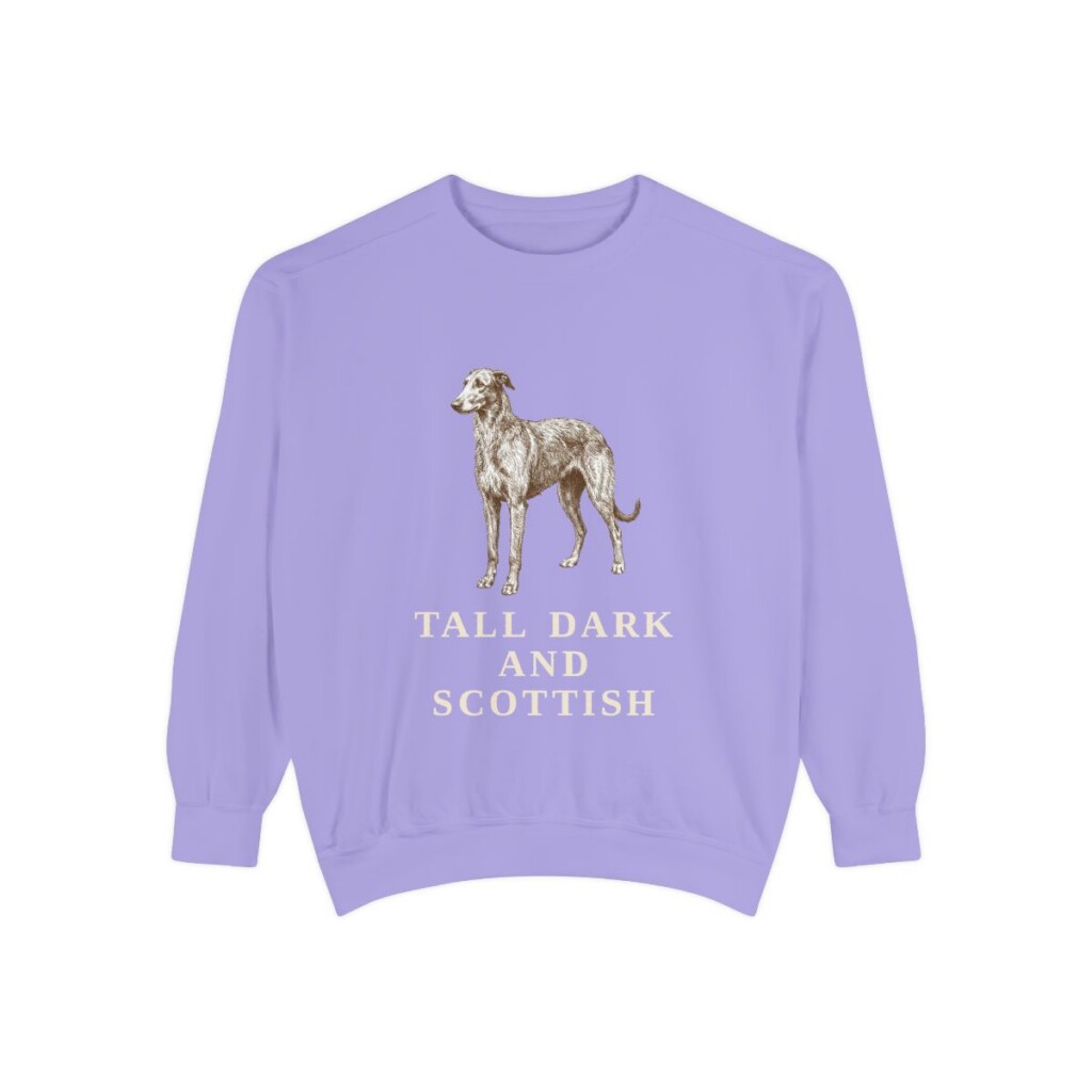 Scottish Deerhound Humor Sweatshirt, Violet, front view