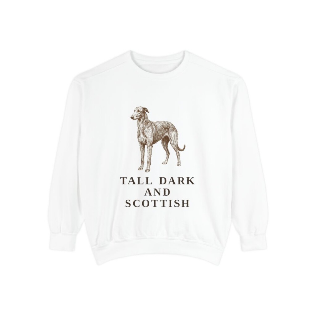Scottish Deerhound Humor Sweatshirt, White, front view