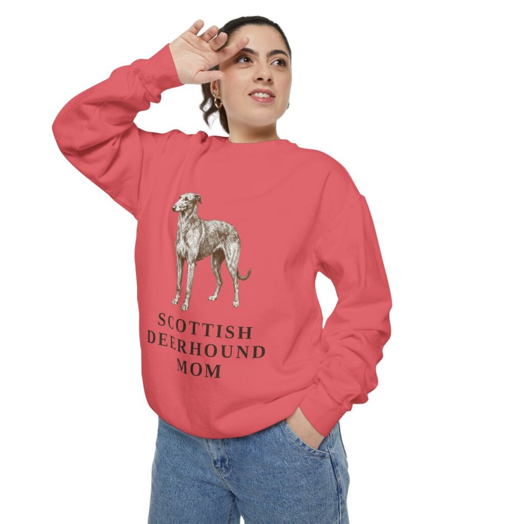 Scottish Deerhound Mom Sweatshirt, Watermelon, person 2 context