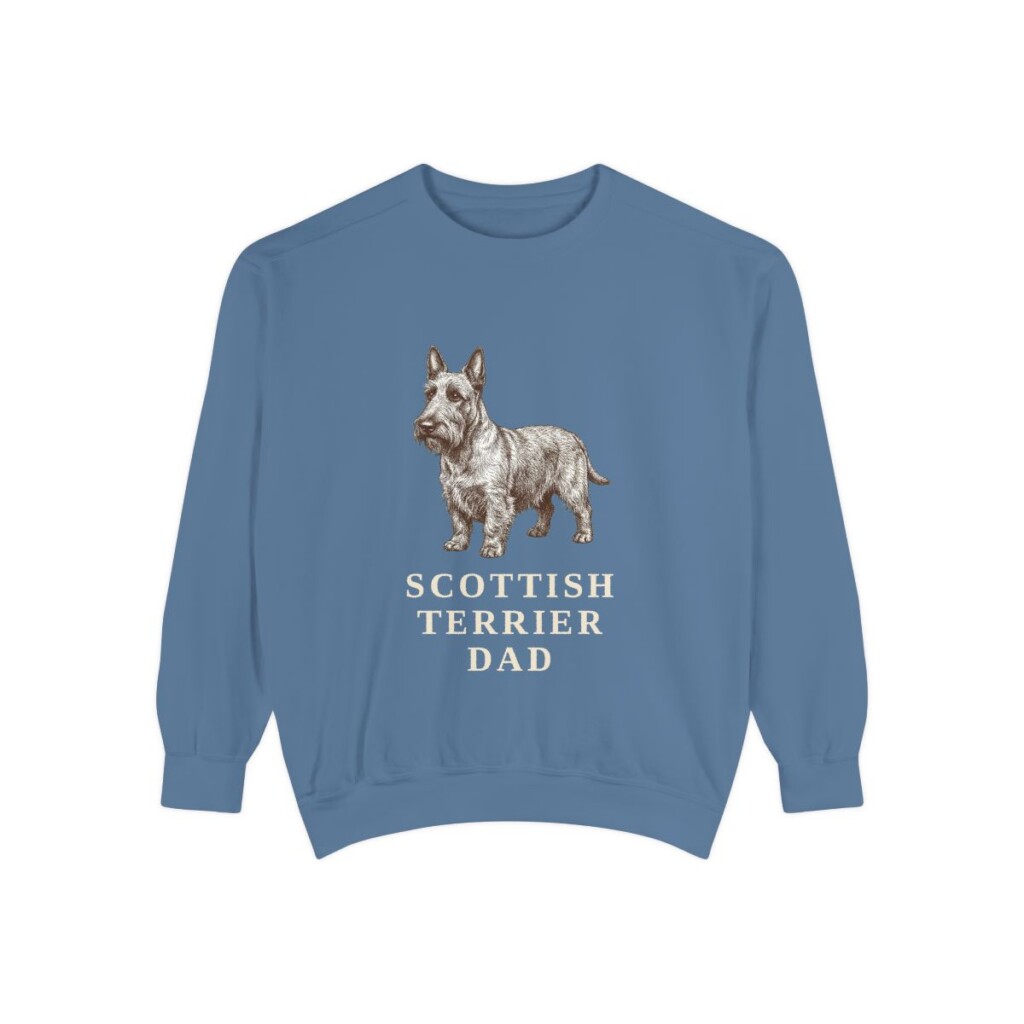 Scottish Terrier Dad Sweatshirt, Blue Jean, front view