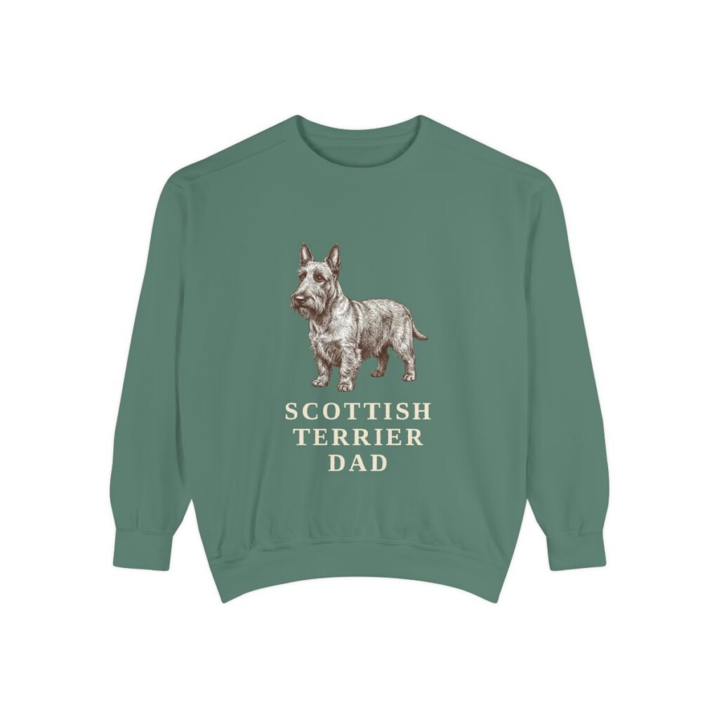 Scottish Terrier Dad Sweatshirt, Light Green, front view