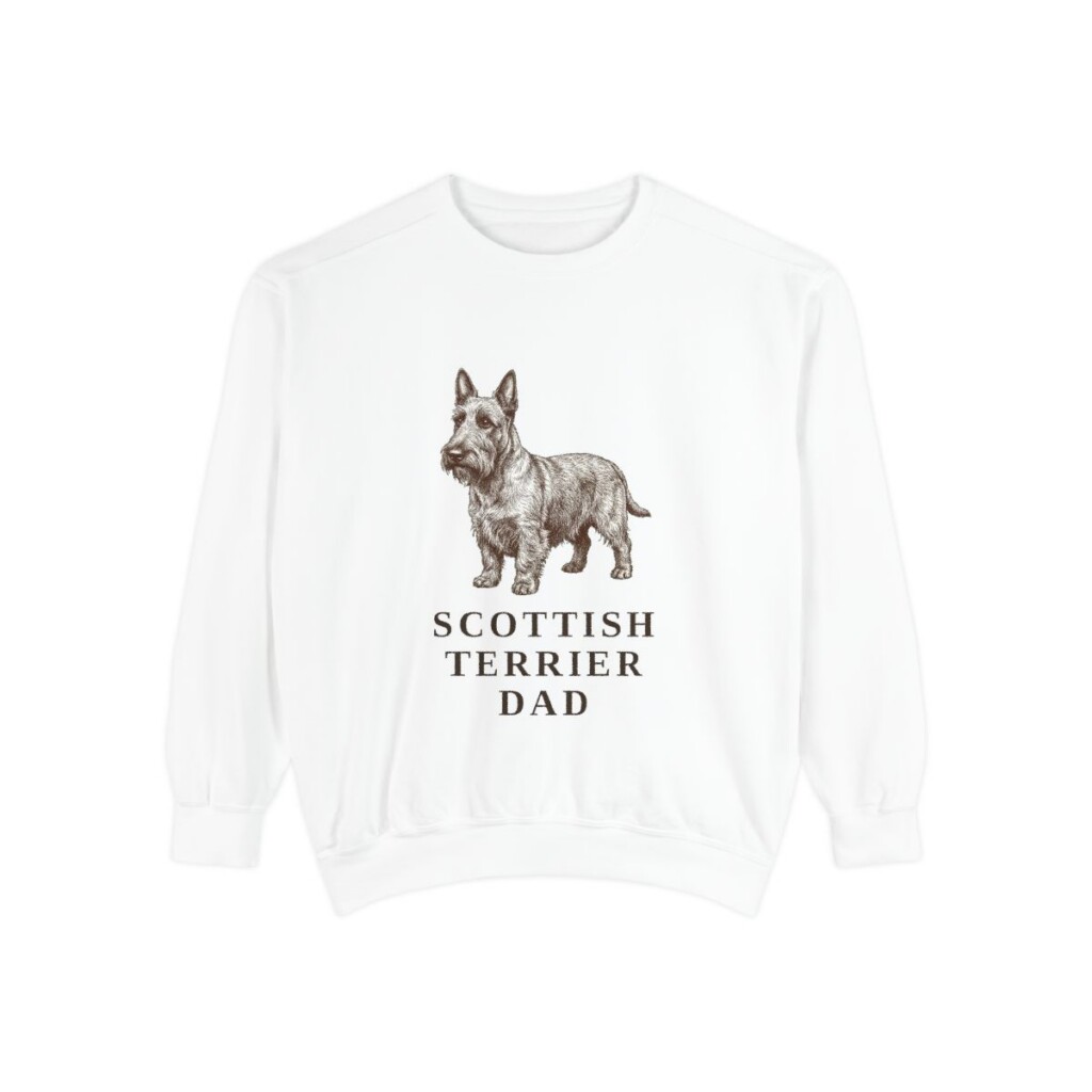 Scottish Terrier Dad Sweatshirt, White, front view