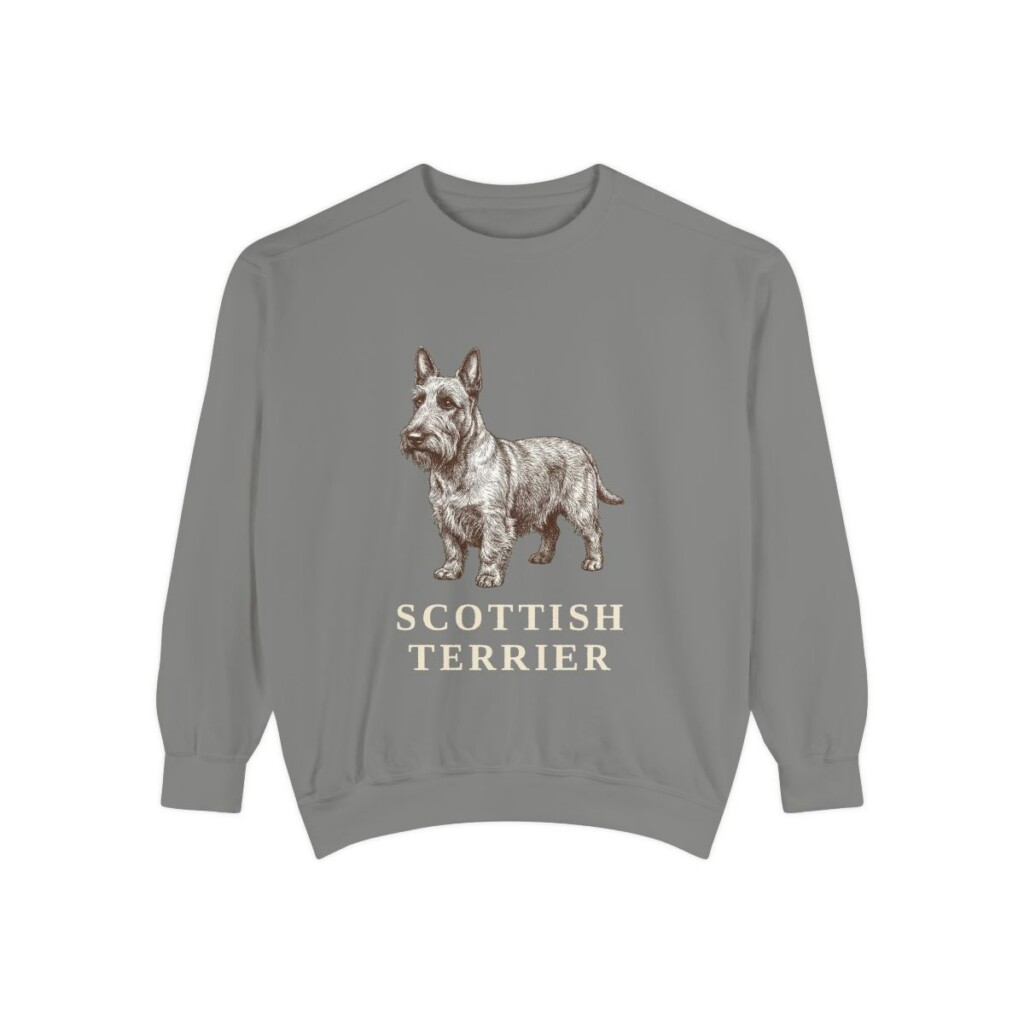 Scottish Terrier Sweatshirt, Grey, front view