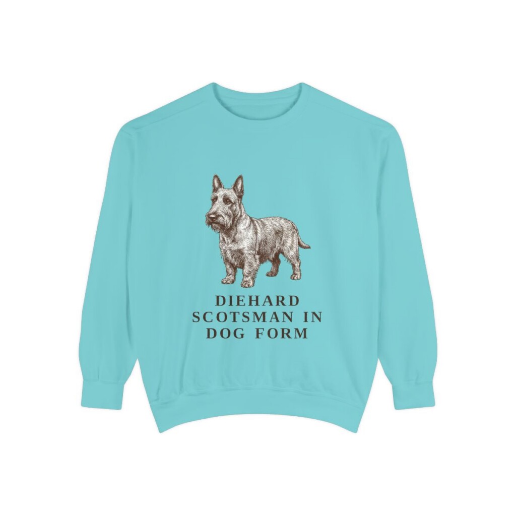 scottish-terrier-sweatshirt-humor-chalky-mint Scottish Terrier Humor Sweatshirt, Chalky Mint, front view