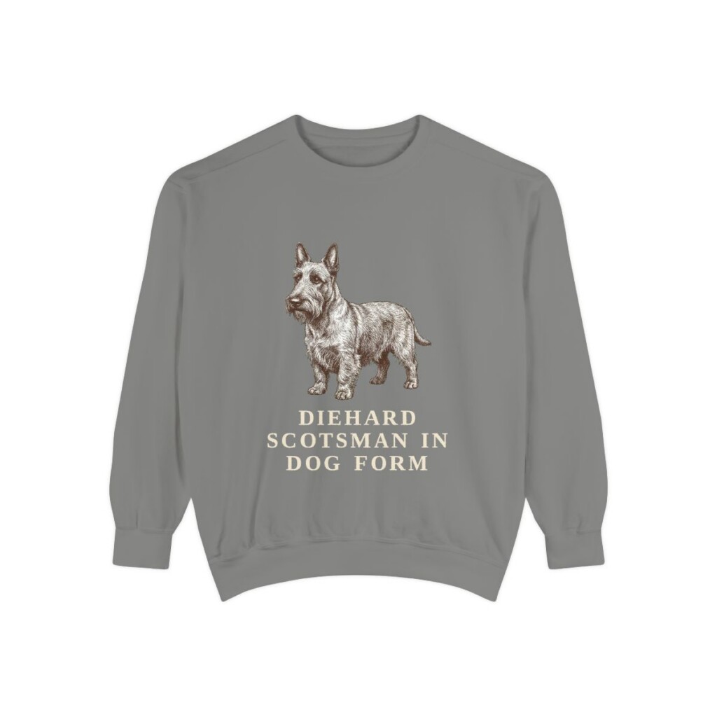 scottish-terrier-sweatshirt-humor-grey Scottish Terrier Humor Sweatshirt, Grey, front view