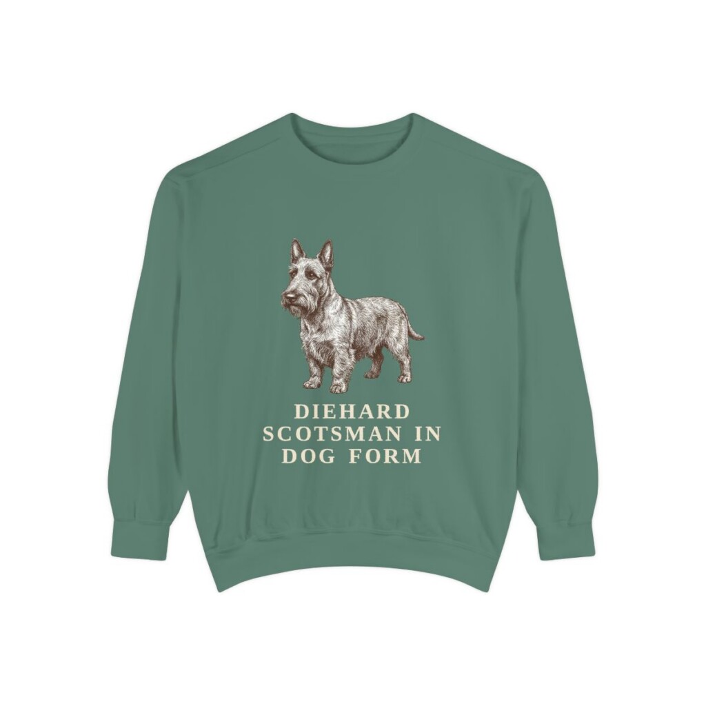 scottish-terrier-sweatshirt-humor-light-green Scottish Terrier Humor Sweatshirt, Light Green, front view