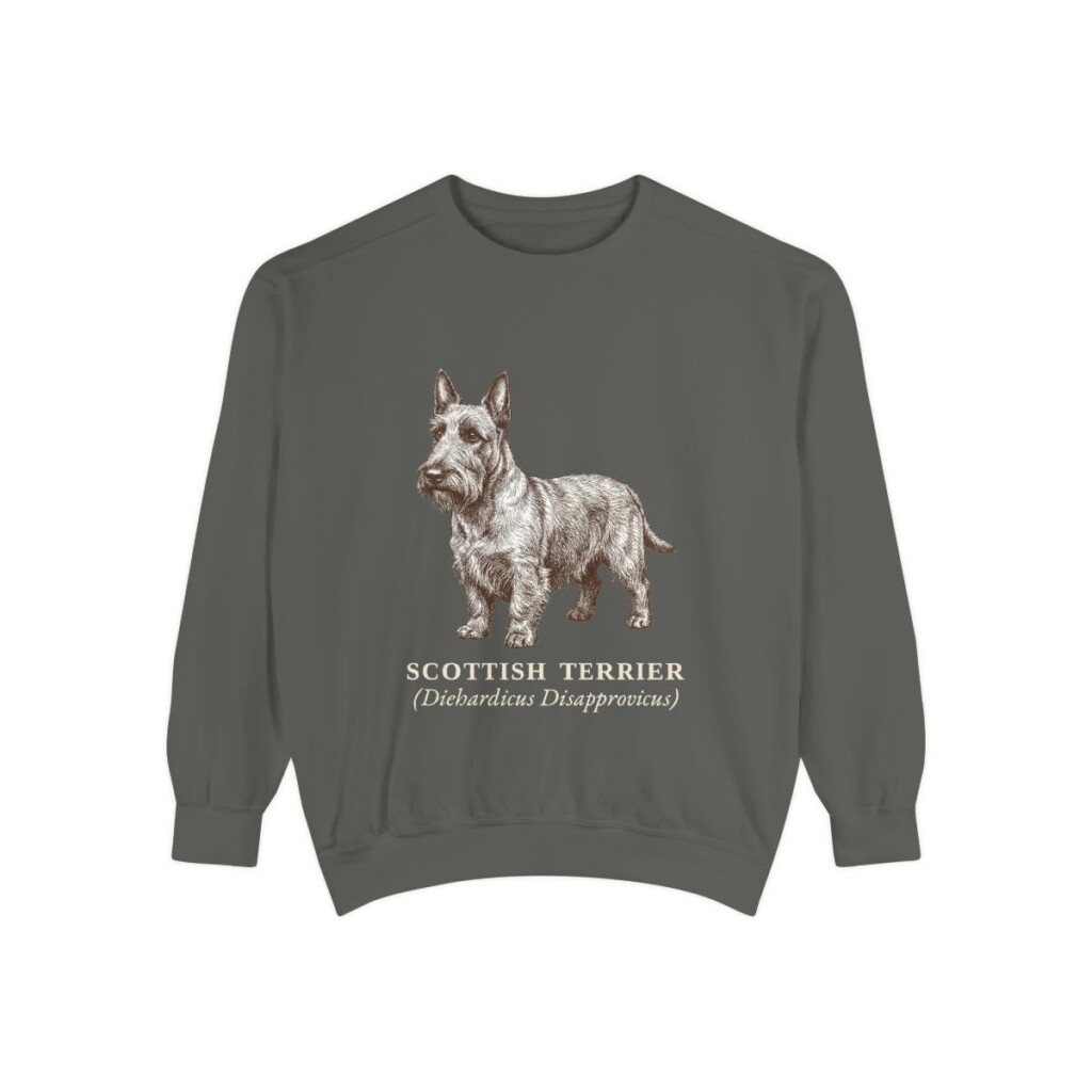 Scottish Terrier Latin Sweatshirt, Pepper, front view