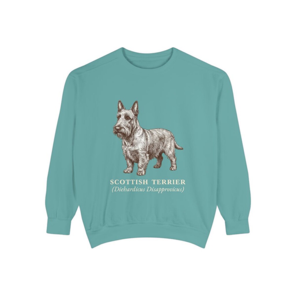 Scottish Terrier Latin Sweatshirt, Seafoam, front view