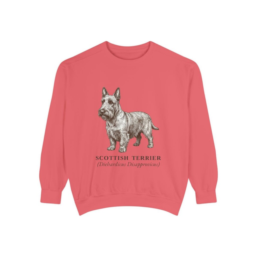 Scottish Terrier Latin Sweatshirt, Watermelon, front view
